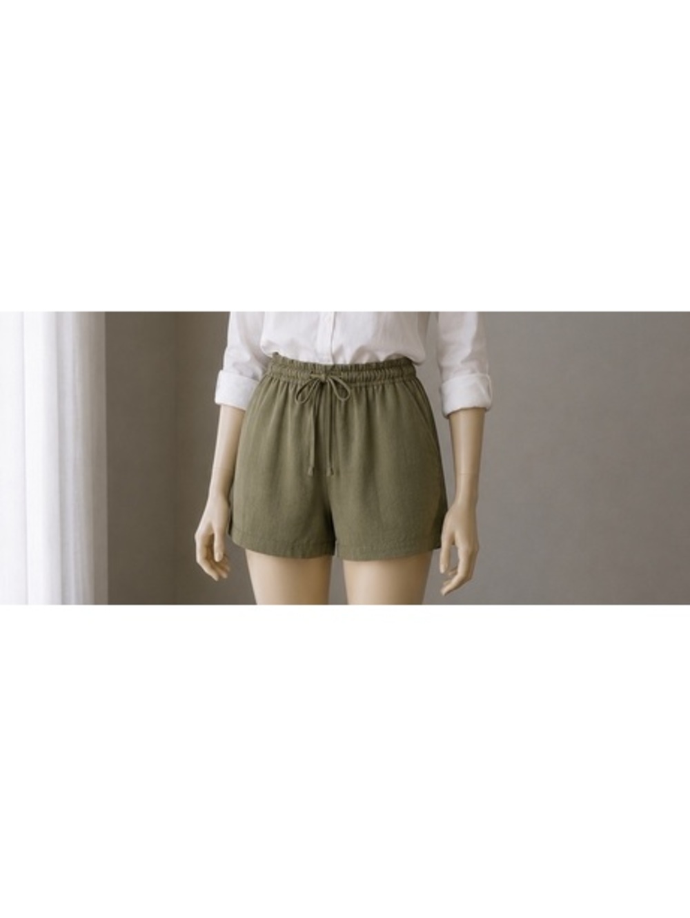 Emery Rose Olive Green Paperbag Waist Pull-On Shorts Women’s XL NWT